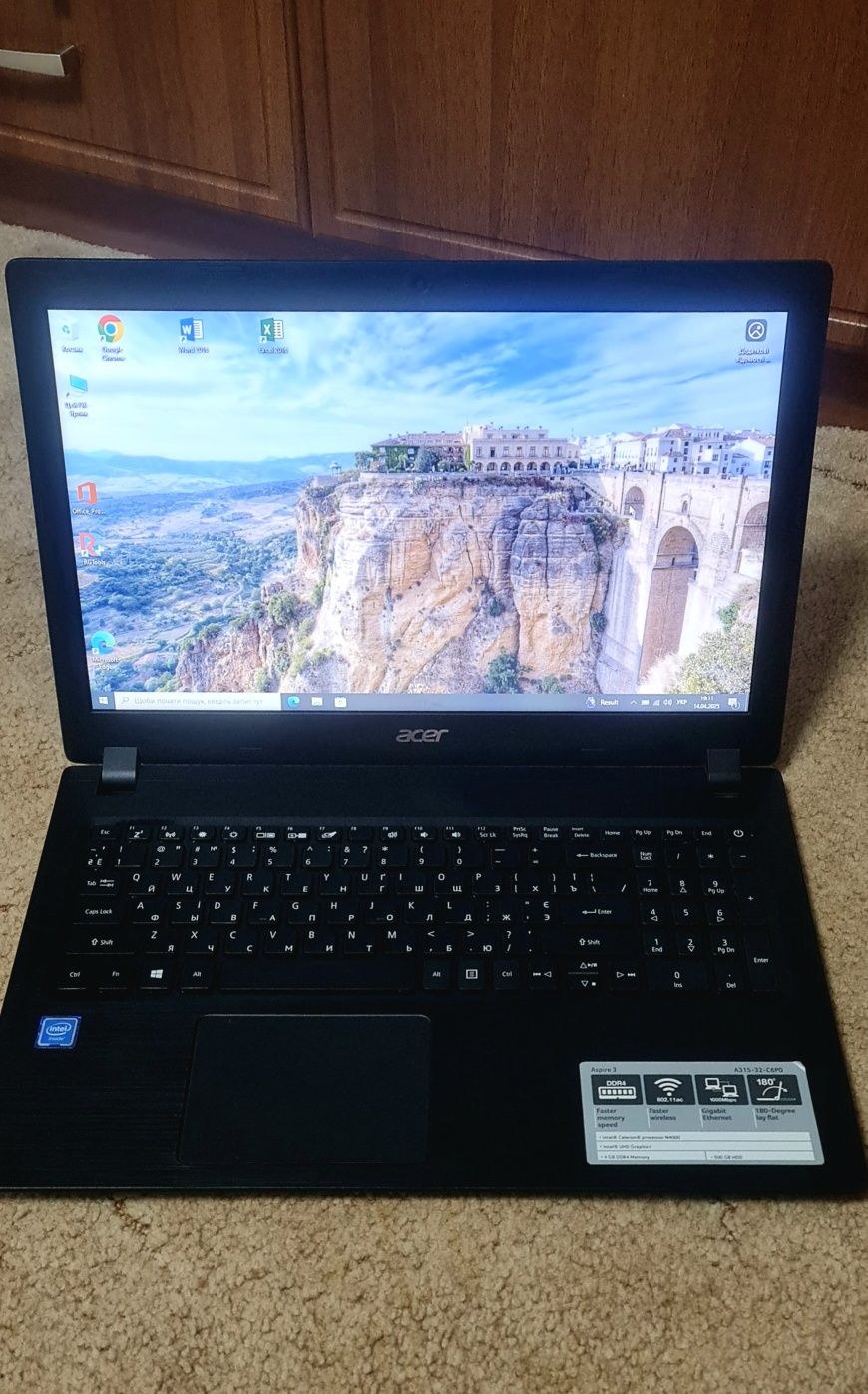 Ноутбук 15.6 Acer a315-32 8gb оп, 128ssd m.2, 500gb hdd