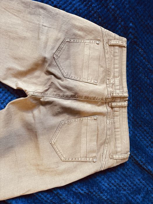 Zielonkawe spodnie khaki biodrowki z zamkami rozm. 38