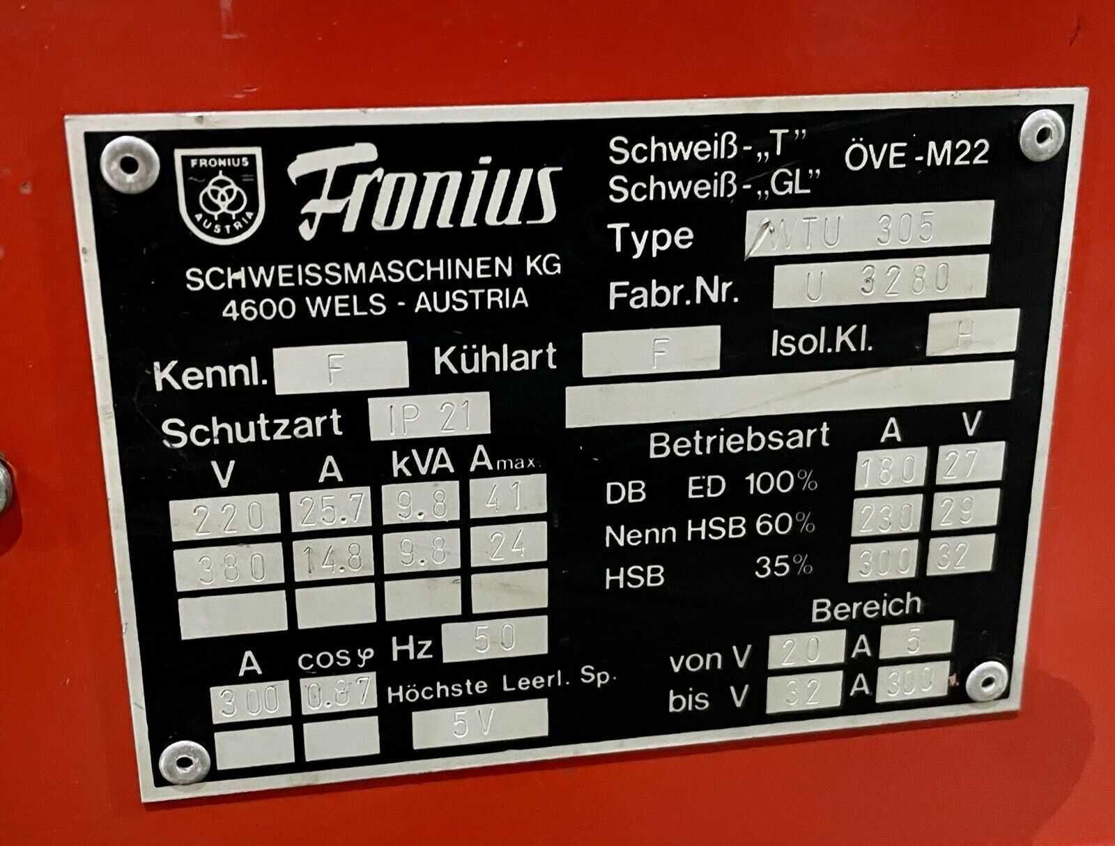 Fronius WTU 305, Mma, Tig DC Pulse