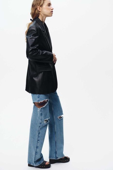 Блейзер прямого крою зі штучної шкіри zara