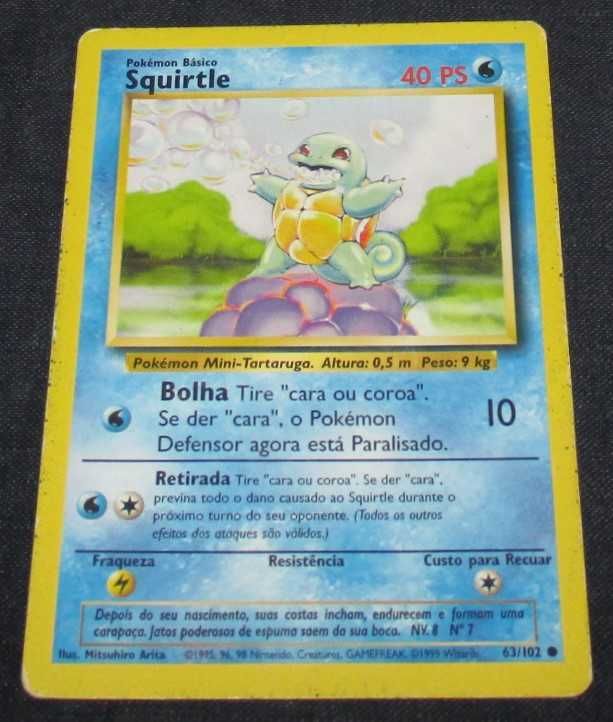 Cartas Pokémon Squirtle 63/102 Pokemon 40 PS