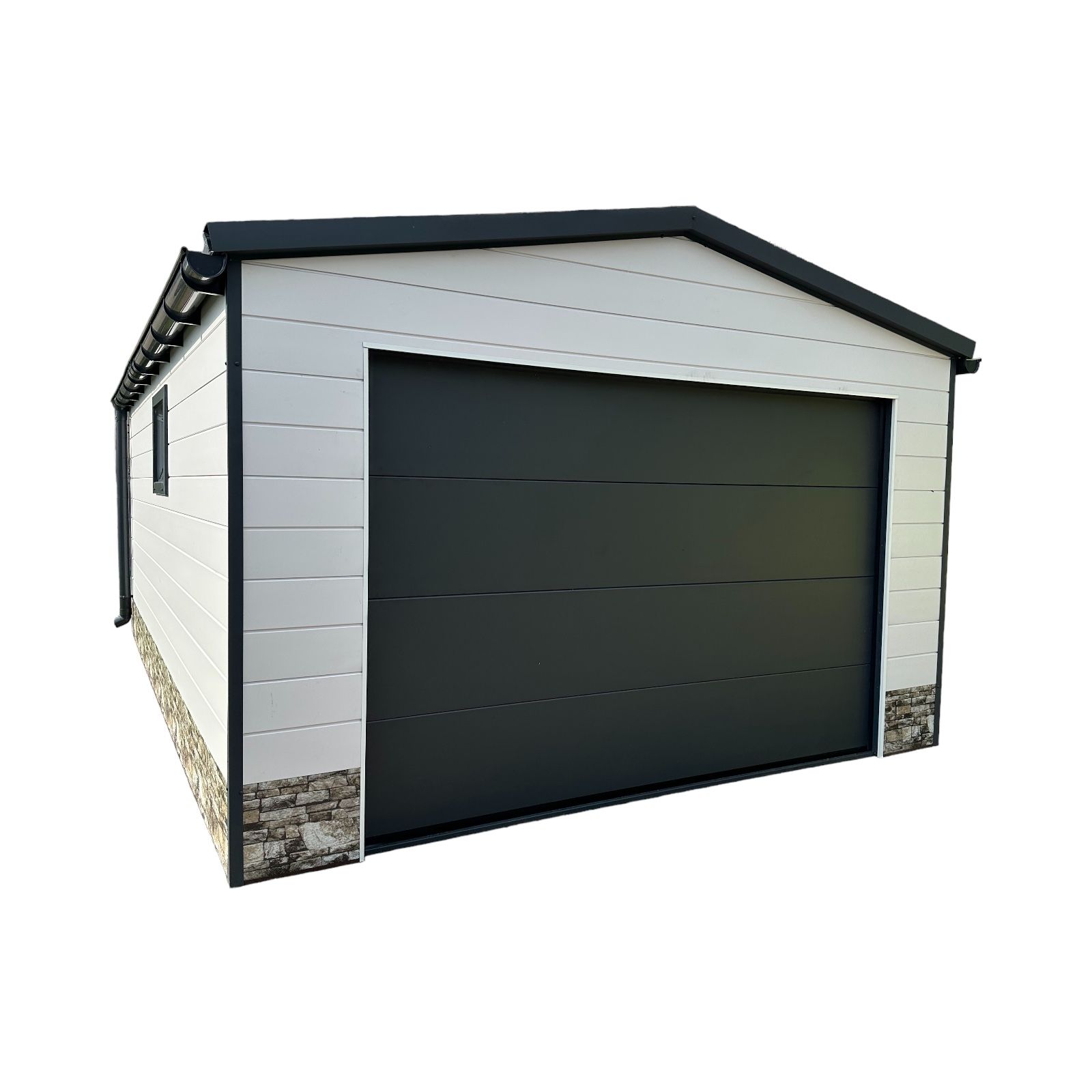 Garaż ocieplany z płyty warstwowej 4x6m brama z automatem 300×194cm