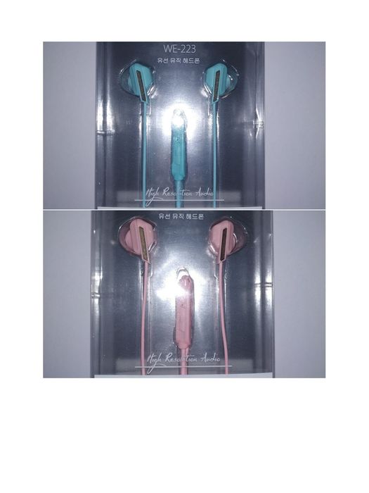 Навушники дротові рожеві або блакитні