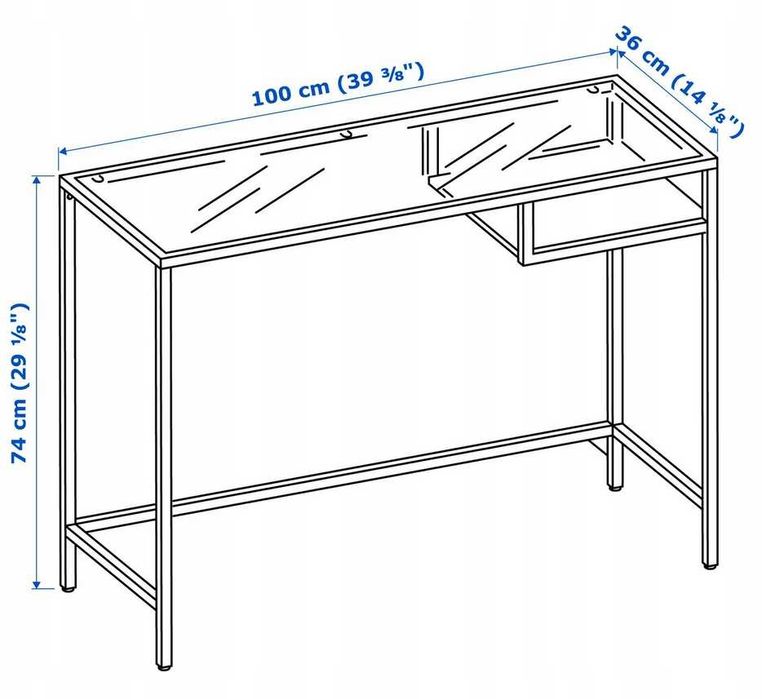 Nowe IKEA VITTSJO BIURKO STOLIK Pod Laptopa Komputer Toaletka Loft