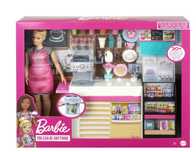 BARBIE Zestaw Kawiarenka Lalka Barmanka Baristka Kelnerka Kawiarnia