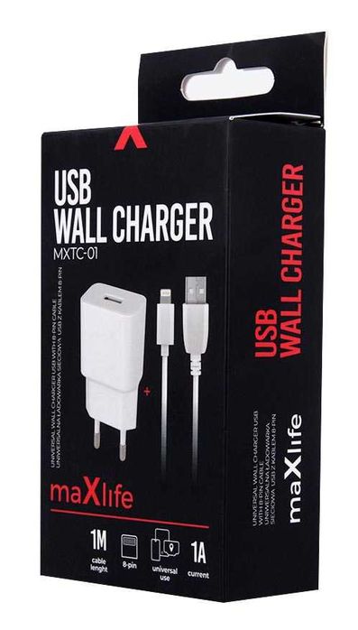 Uniwersalna Ładowarka USB 1A + Kabel Lightning