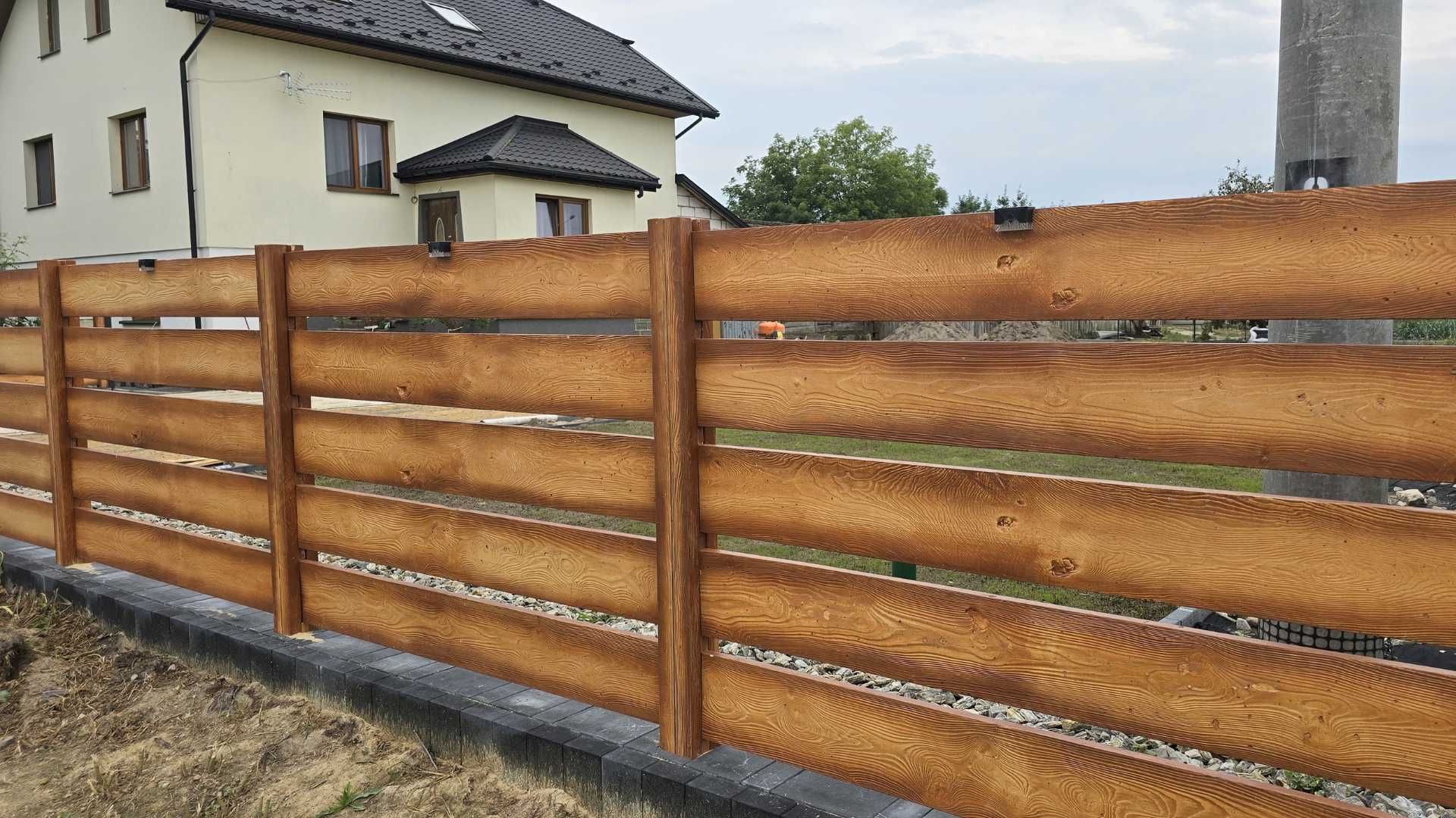 Ogrodzenia z betonowego drewna, ogrodzenia betonowe, słupek , deska