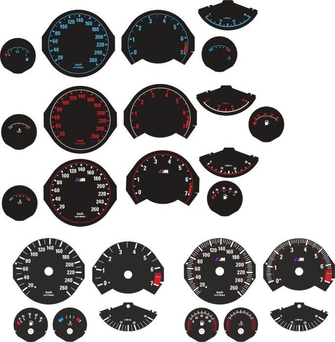 Шкалы приборов BMW E28,E30,E34,E36,E39,E46,Е60,Е70,F10,F15,F25,F30,F32
