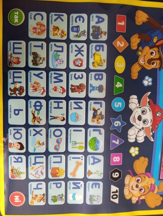 Інтерактивний навчальний  плакат "Щенячий патруль" (PAW Patrol)