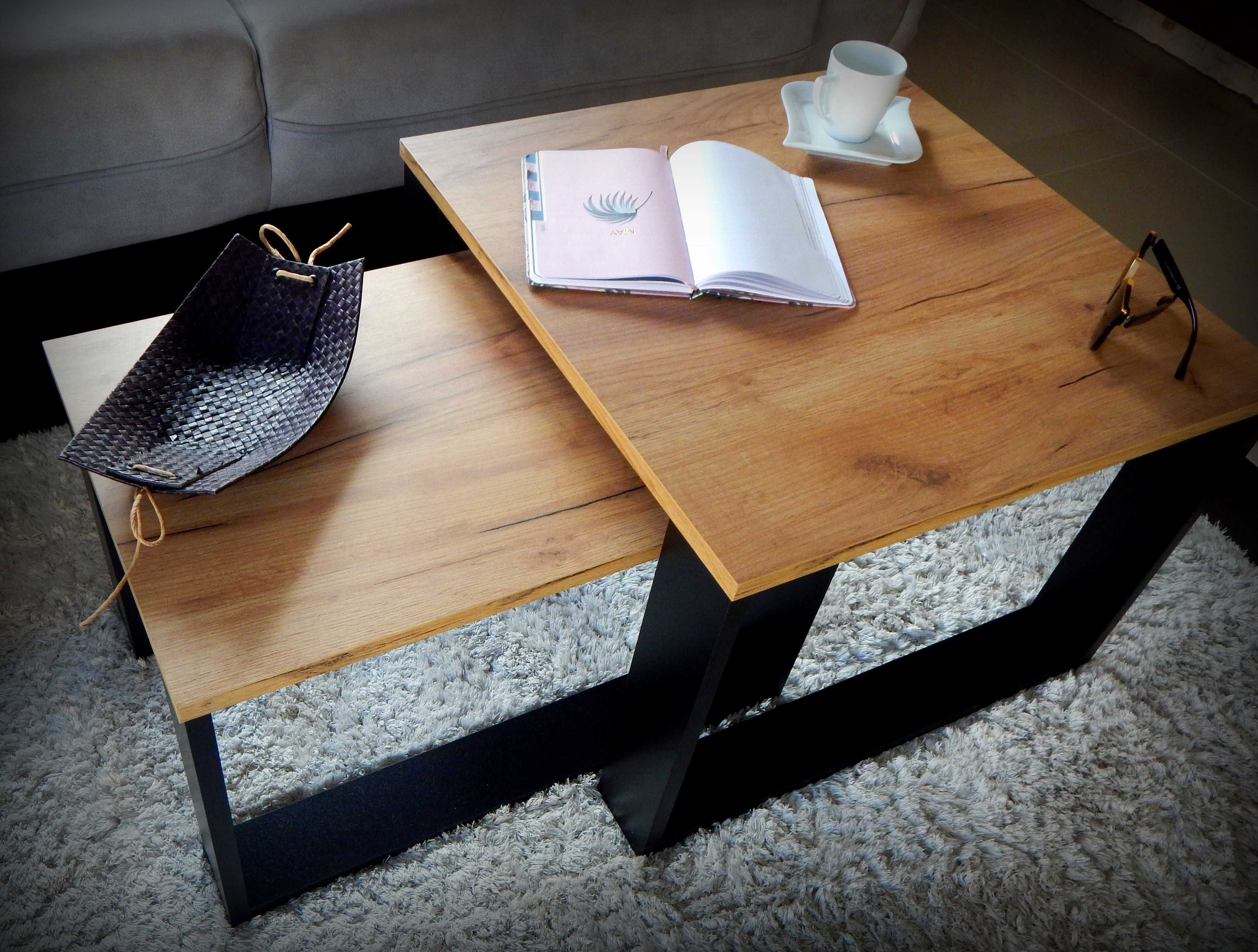 Stolik kawowy 2w1 stoliki kawowe komplet loftowy loft zestaw