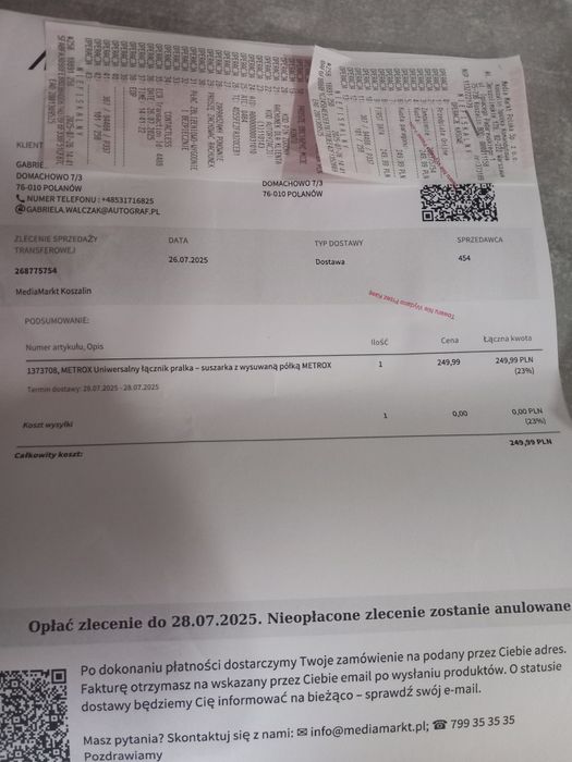 Łącznik do pralki