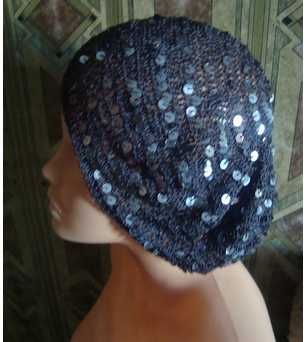 Beret siateczkowy z cekinami rozmiar one size nowy