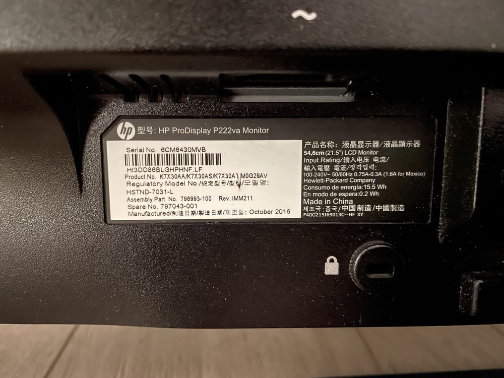 Monitor hp prodisplay P222va