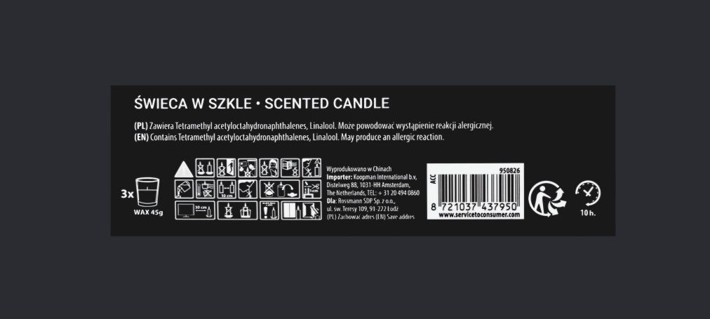 Zestaw świec zapachowych w szkle Black Tabac 3szt. +gratis
