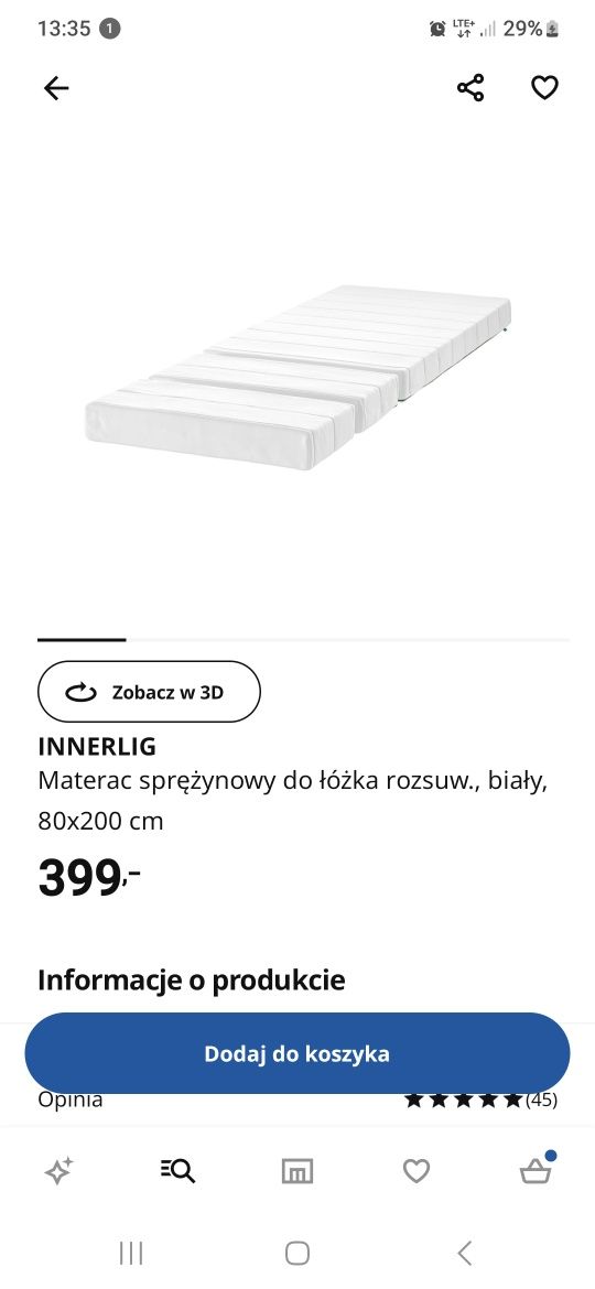 Ikea MINNEN +materac