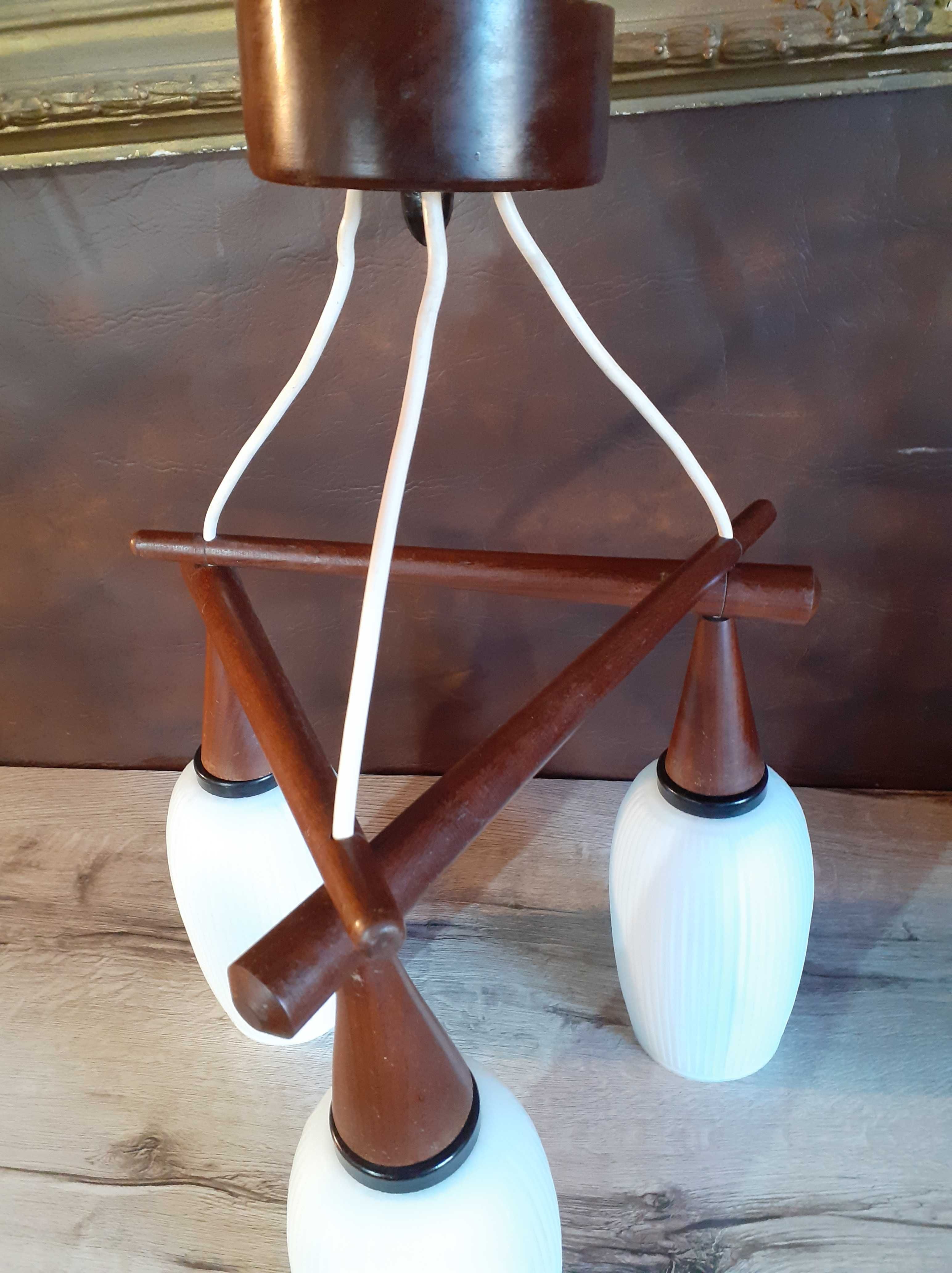 żyrandol lampa wisząca design skandynawska teak