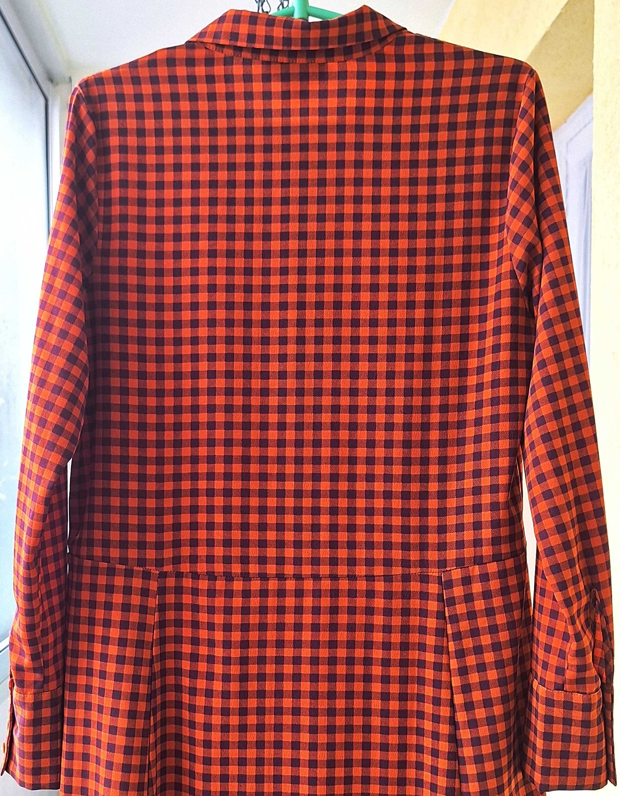 Pomarańczowa kraciasta sukienka koszulowa Monki oversize