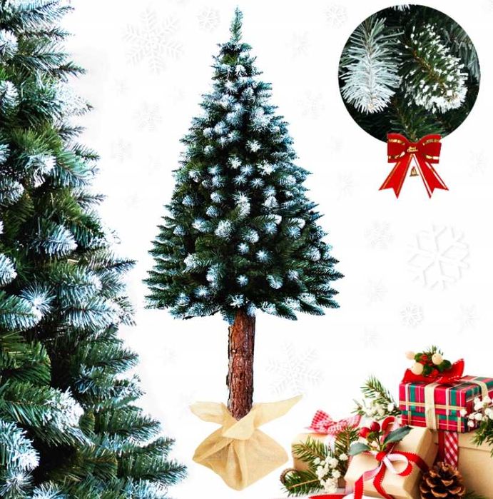 Choinka PREMIUM sztuczna na pniu 180 cm srebrna, diamentowa