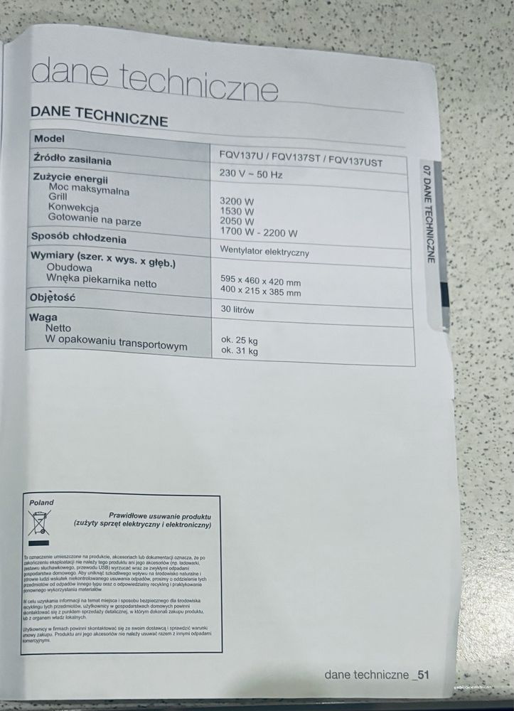 Piekarnik parowy Samsung