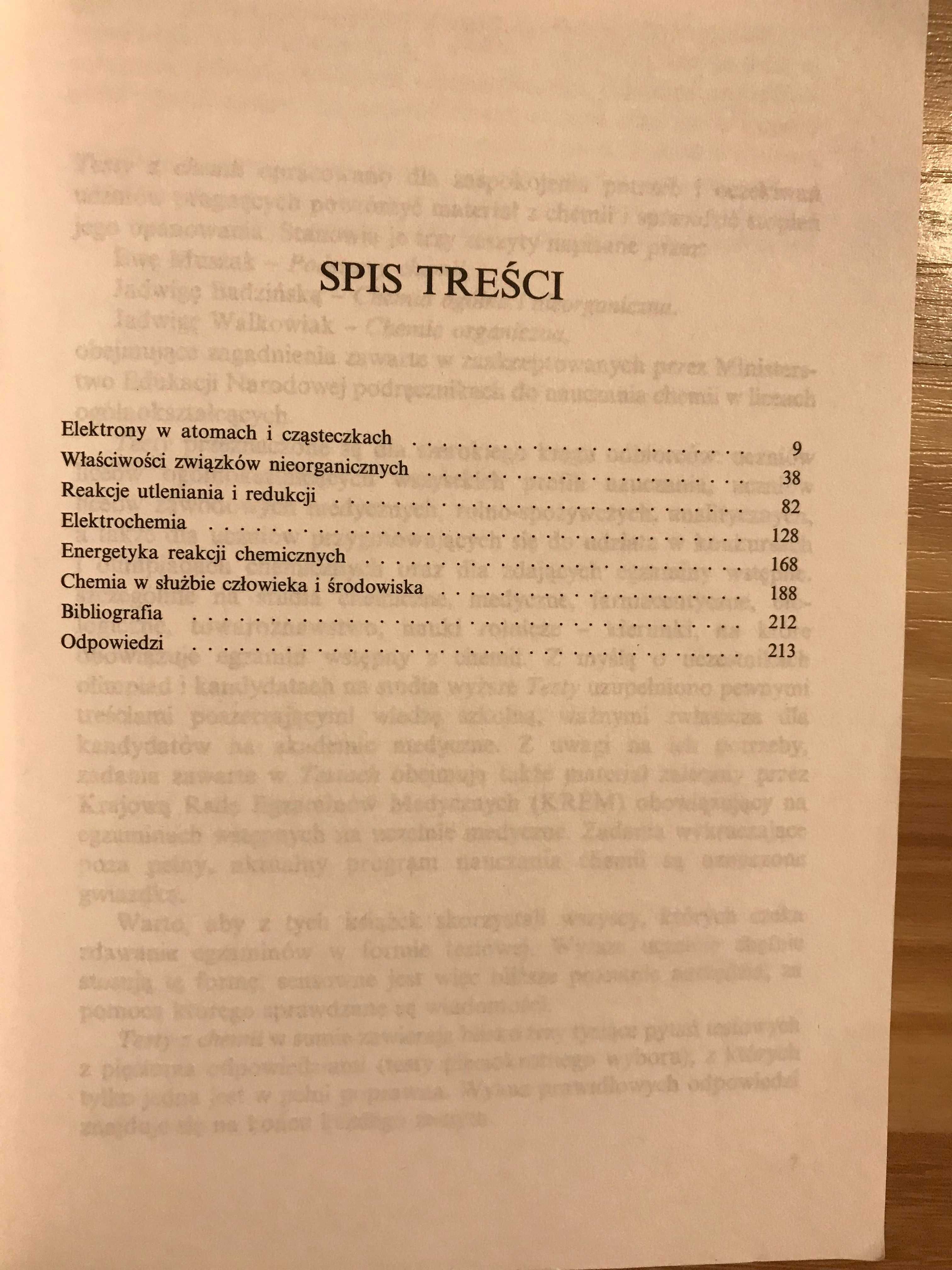 Testy z chemii chemia ogólna i nieorganiczna  Badzińska matura