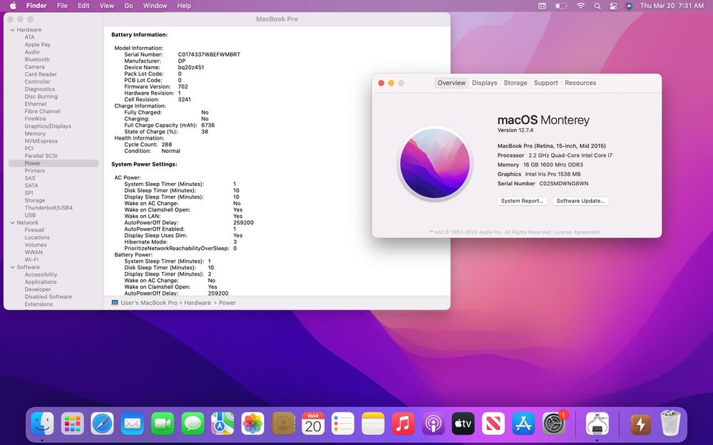Macbook pro 15’ 2015 Retina i7 16gb ram 256 ssd