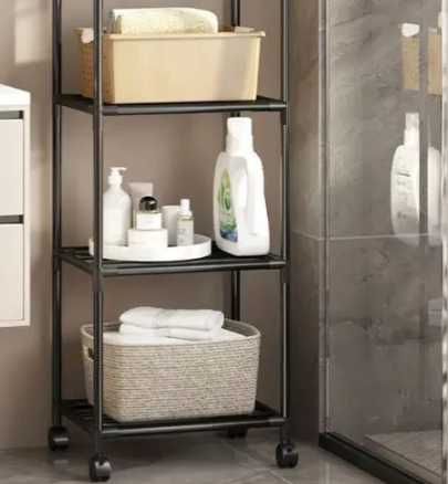 Полка напольная стеллаж вертикальный на колесиках