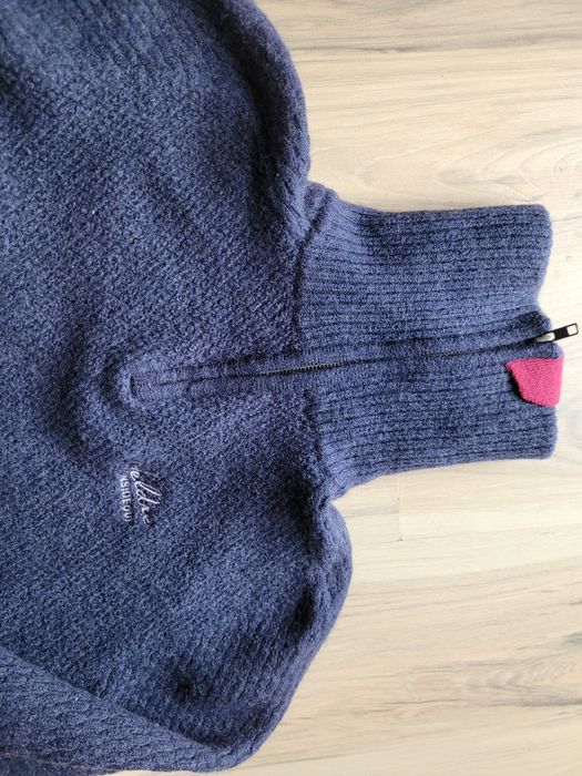 Sweter r L 100proc wełna golf zamek Heldre Insideout termiczny gruby