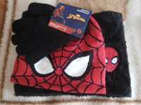 Nowy zestaw jesienno zimowy Spiderman 50 czapka,rękawiczki komin 104