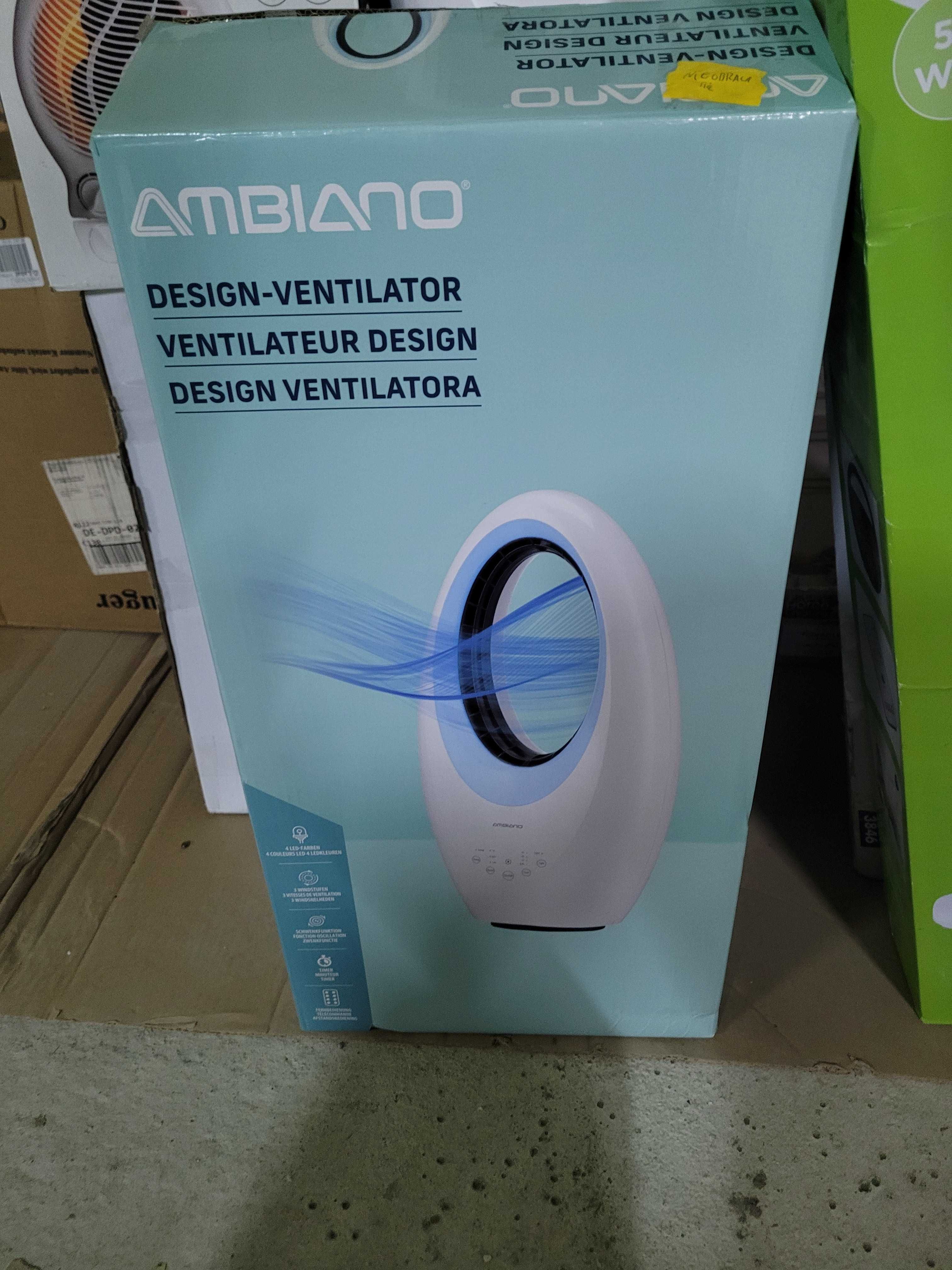 Wentylator kolumnowy bezłopatkowy stojący Ambiano 50 W LED Designerski