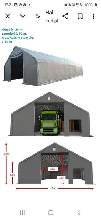 hala namiotowa 20x10x5.5