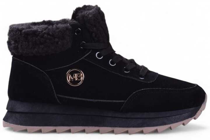Buty Damskie Sneakersy MS Zimowe Ocieplane za kostkę czarne r.38