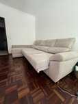 Sofá Chaise Longue Bege 3 Lugares c/ Baú