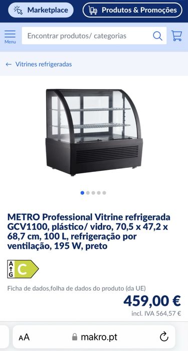 Vitrina de exposição refrigerada