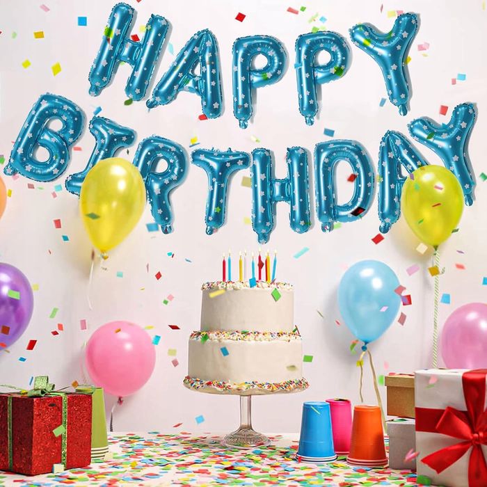Oro Party Dekoracja Girlanda balonowa Happy Birthday Blue Star 40 cm