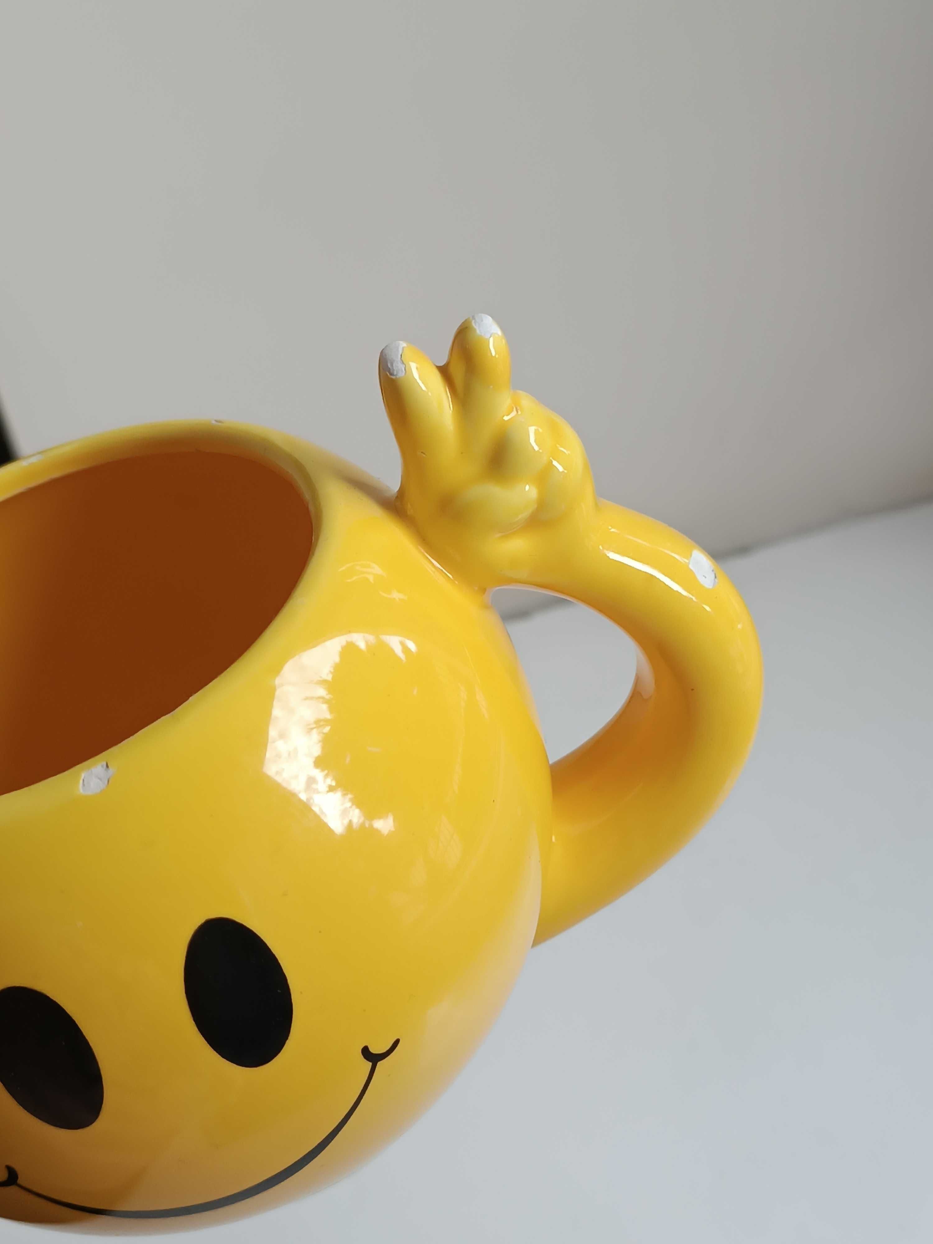 Kubek z uśmiechem wesoła buźka emotka szklany duży śmieszny 500 ml hit