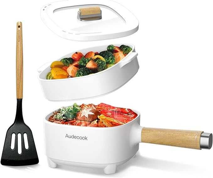 Audecook Elektryczny hot pot z parowarem 2l/20cm patelnia elektryczna