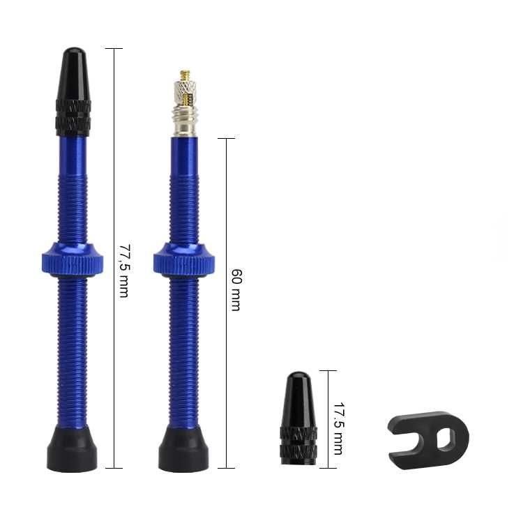 2szt wentyle PRESTA tubeless, 40mm, 60mm niebieskie