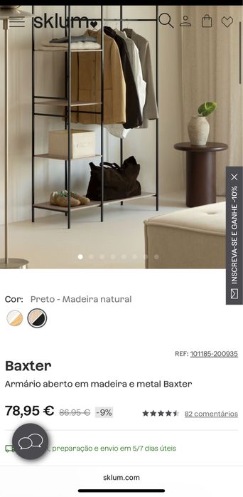 Armario aberto SKLUM metal/madeira