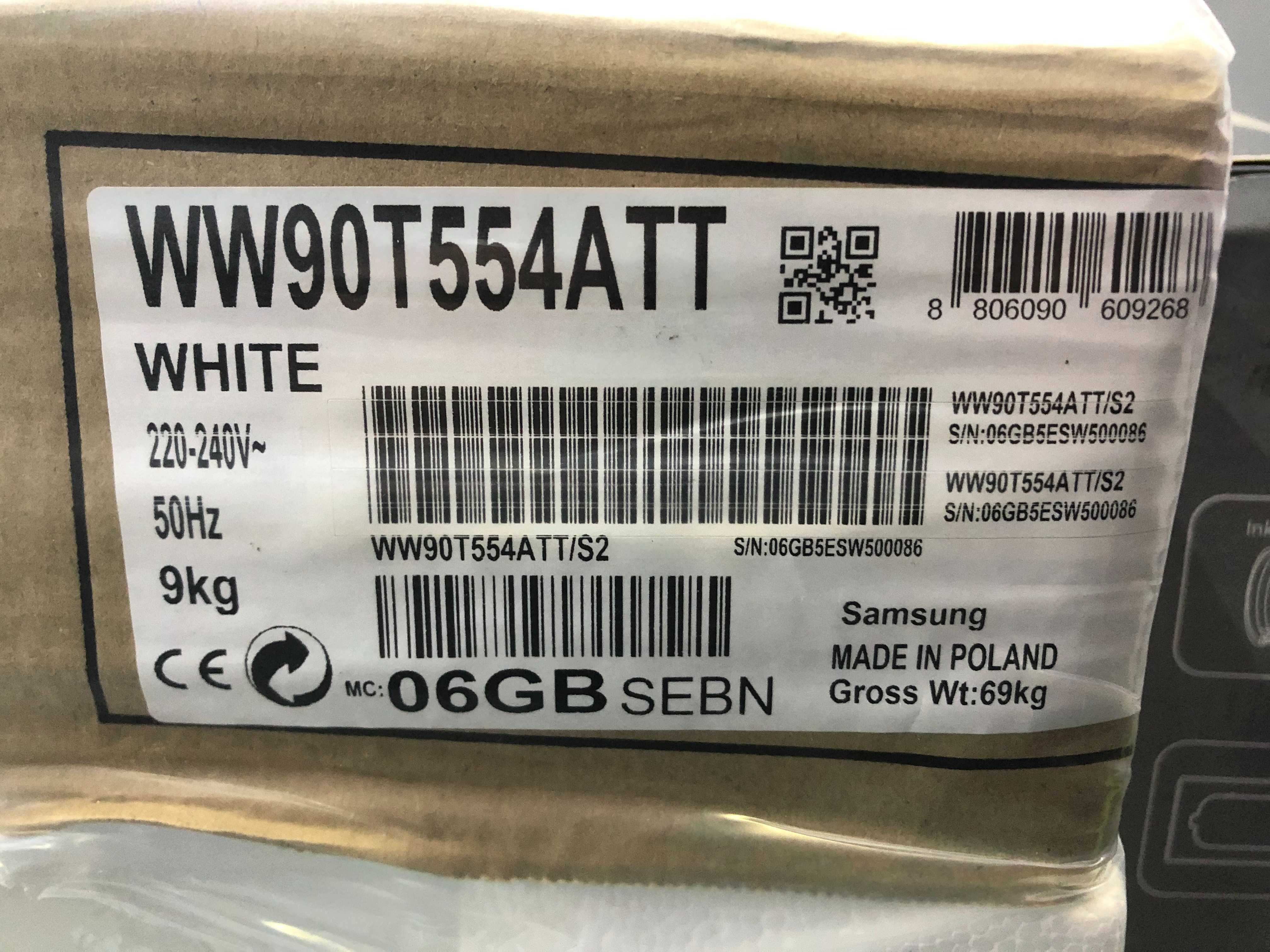 NOWA Samsung WW90T554ATT pralka Od przodu 9 kg 1400 RPM Biały