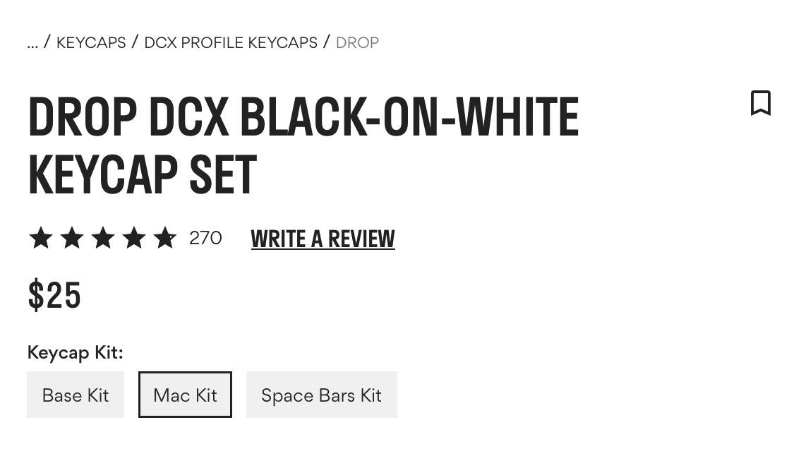Набір кейкапів DROP DCX black on white + Mac set