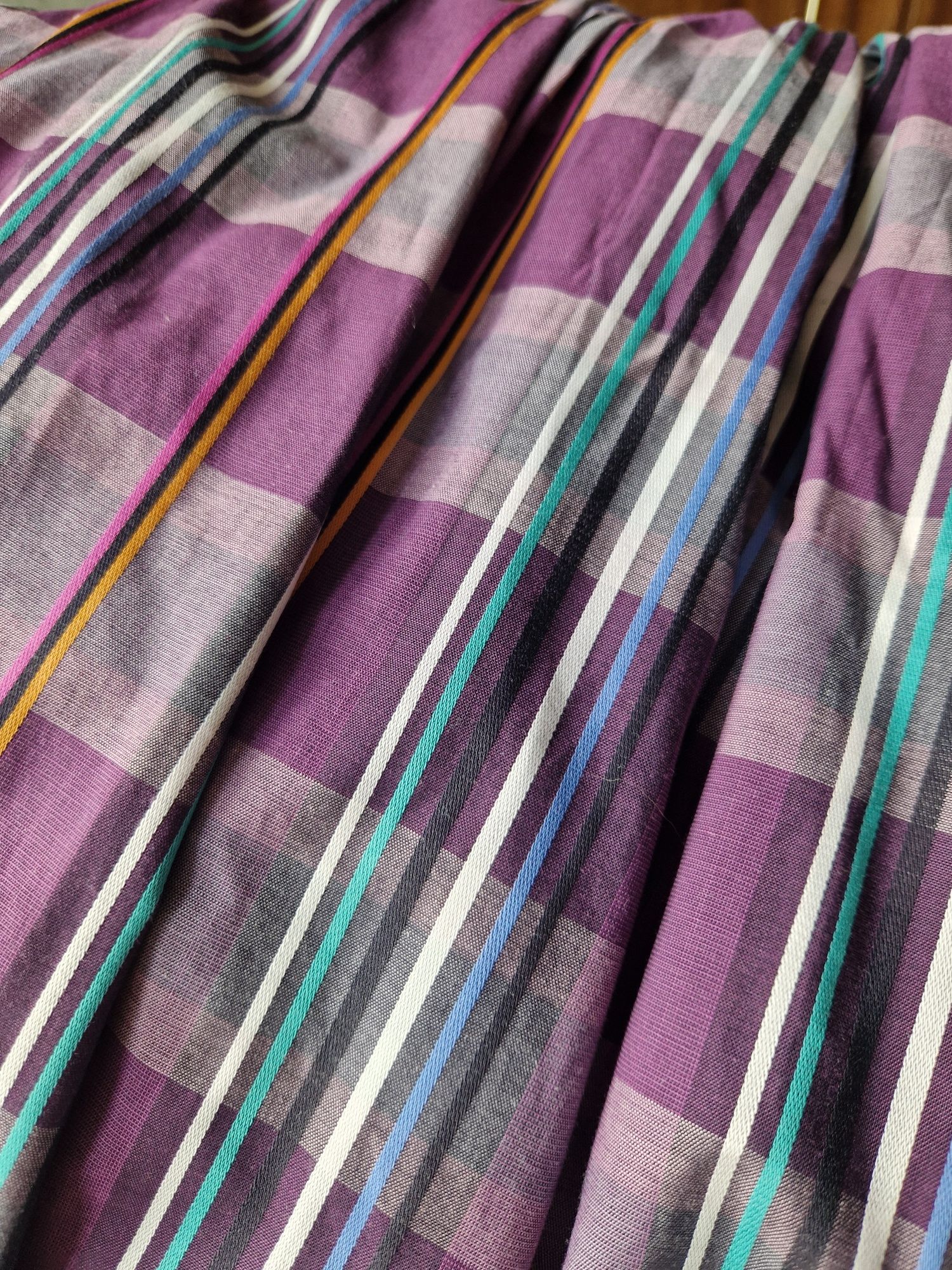 Spódnica retro vintage midi  fioletowa w paski M L