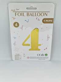 Balon foliowy w kształcie cyfry 4 złoty balon dekoracja ozdoba