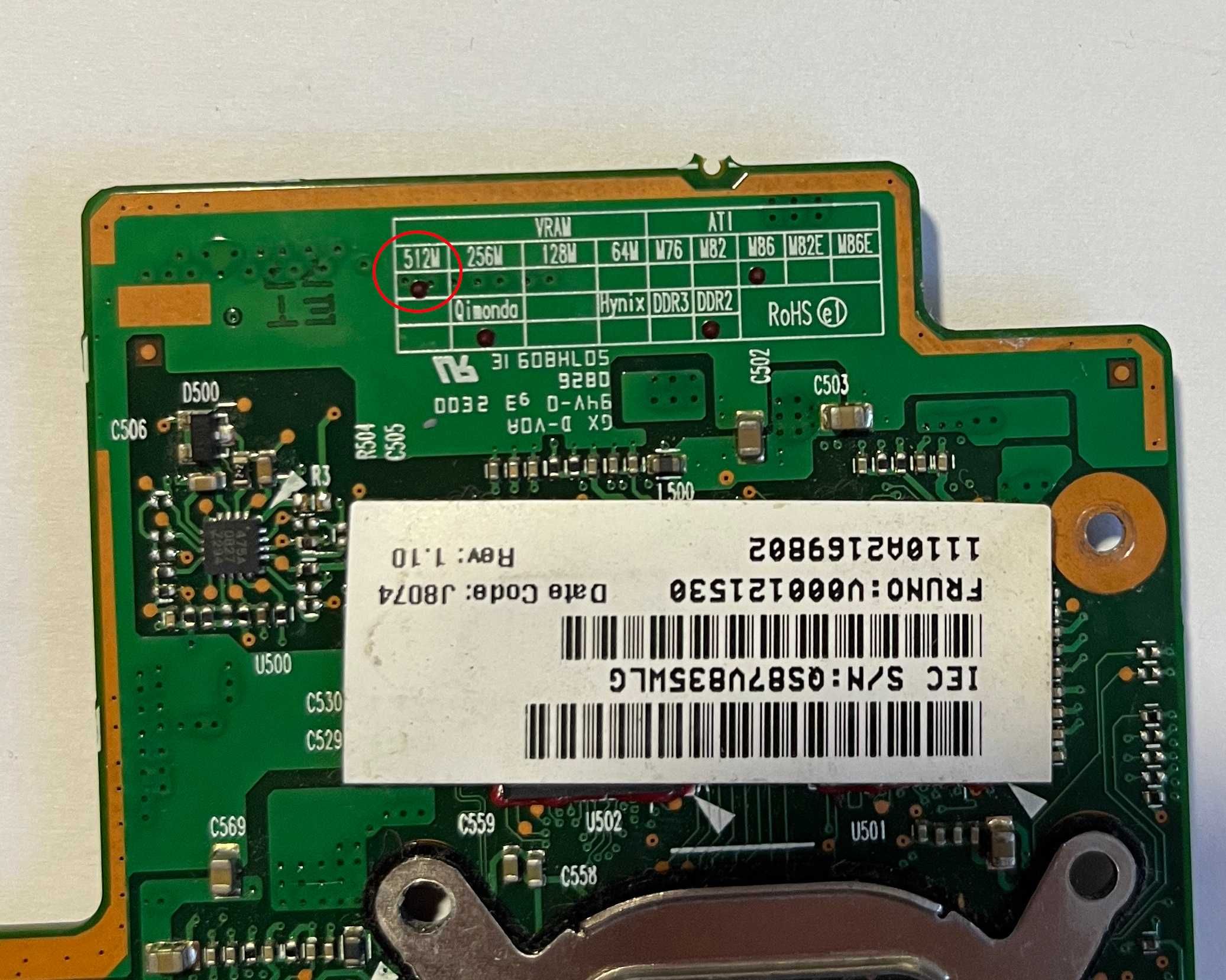 Видеокарта PT10S-6050A2169801-VGAB-DDR2-A03 Toshiba Satellite A300 Б/У