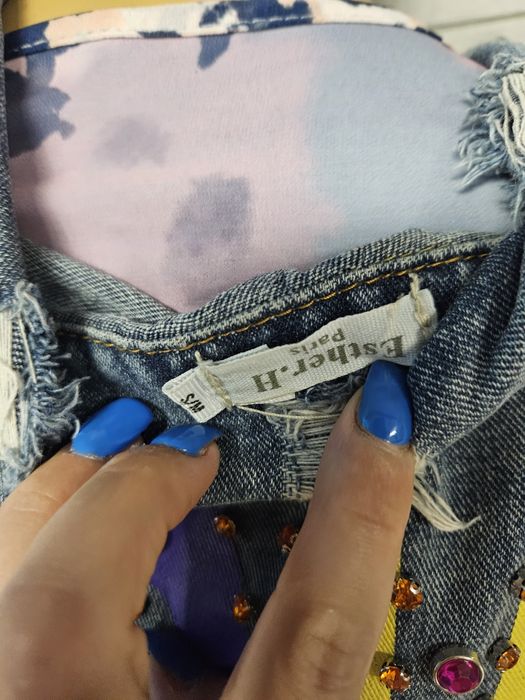 Kurtka katana Jeansowa Pouce od Esther H. Paris rozm S/M ćwieki cyrkon