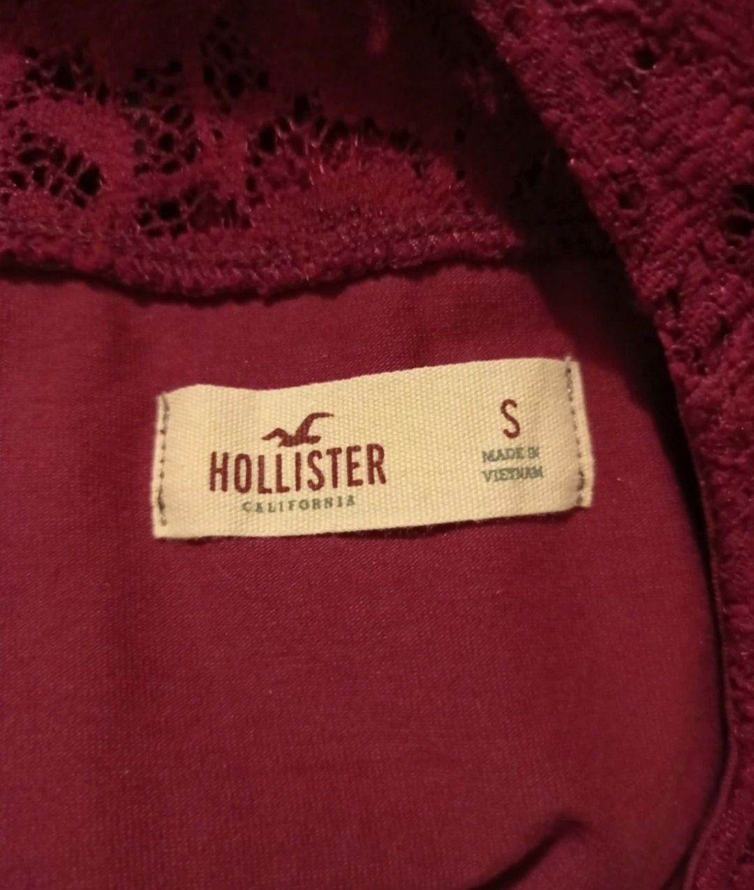 Sukienka dopasowana bokserka koronka fuksja fioletowa Hollister S / XS