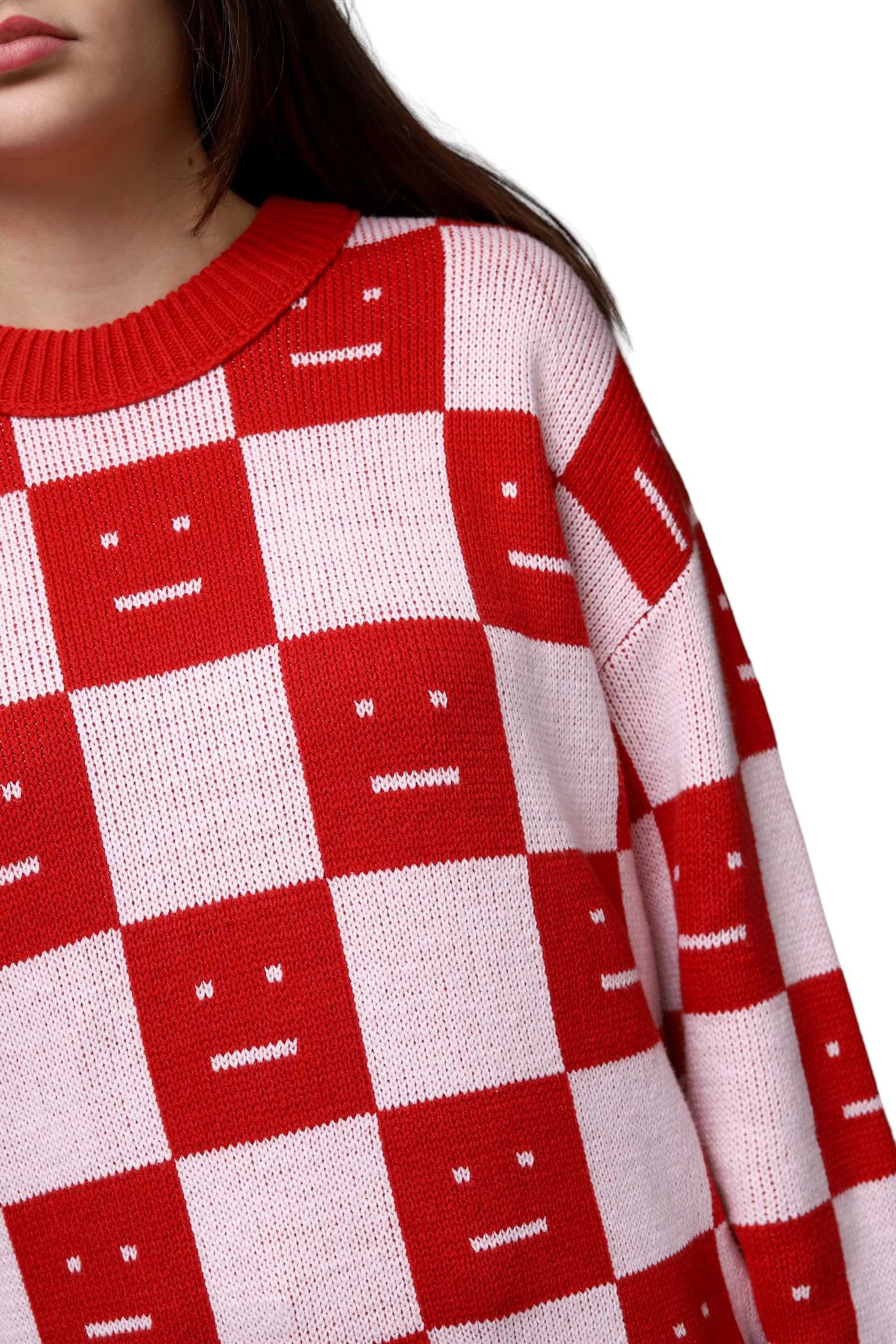 Светр Acne Studios Face Maglia jacquard wool sweater Red