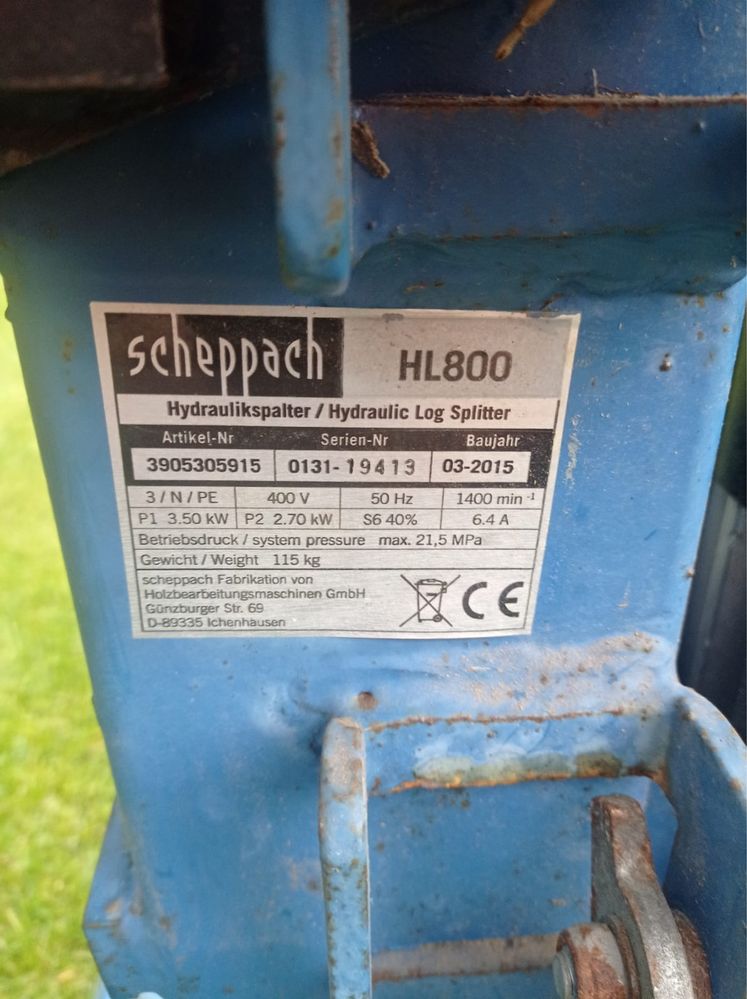 Łuparka do drewna firmy Scheppach 8 ton nacisku