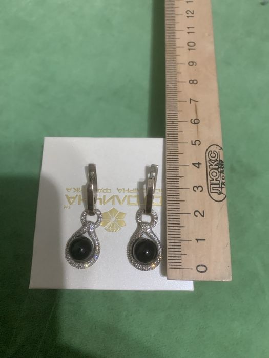 Серьги серебряные с черным ониксом
