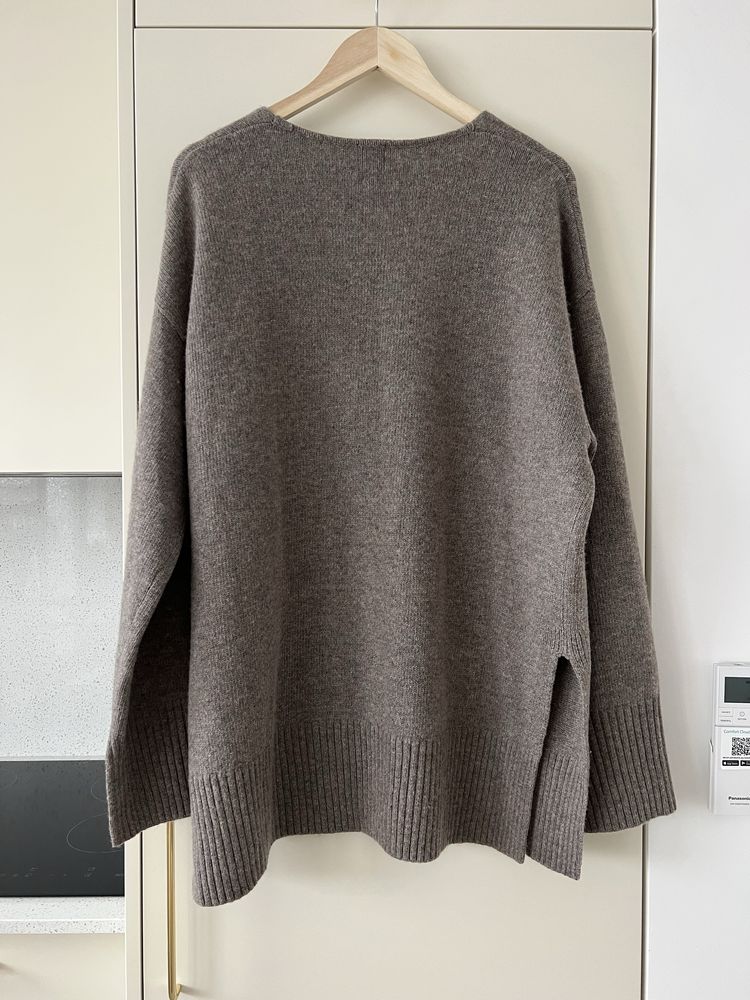 Beżowy/ brązowy sweter H&M Premium Selection Wełna Merino