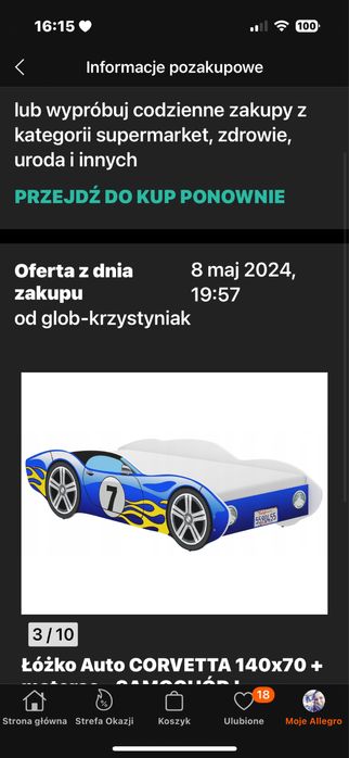 Lozko dzieciece autko